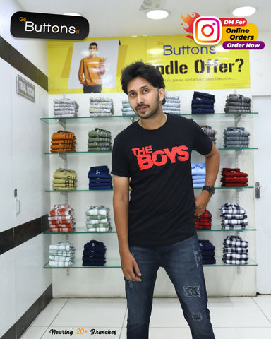 GoButtonskart The Boys Men's Casual T-Shirt - Black