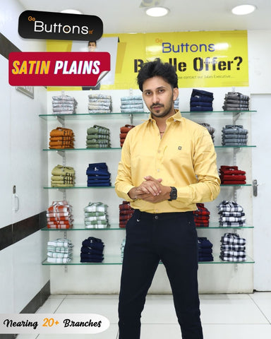 GoButtonskart Satin Plains Sandal Colour Casual Shirt For Men