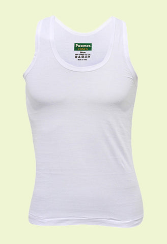 Poomer Cotton Men's White Sleeveless Vest