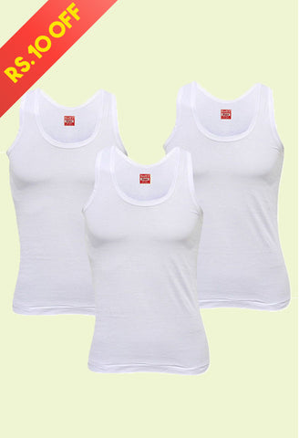 Tantex Cotton Men's White Sleeveless Vest (3s Pack)