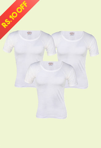 Ramraj Men's White Cotton Sleeved Vest (3s Pack)