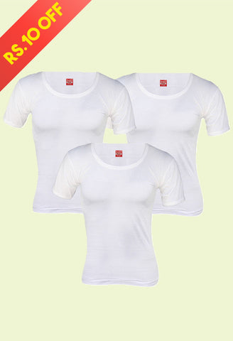 Tantex Cotton Men's White Sleeved Vest (3s Pack)